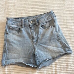 American Eagle Ne(x)t Level StretchX Denim Raw Hem Jean Shorts Light Wash 4